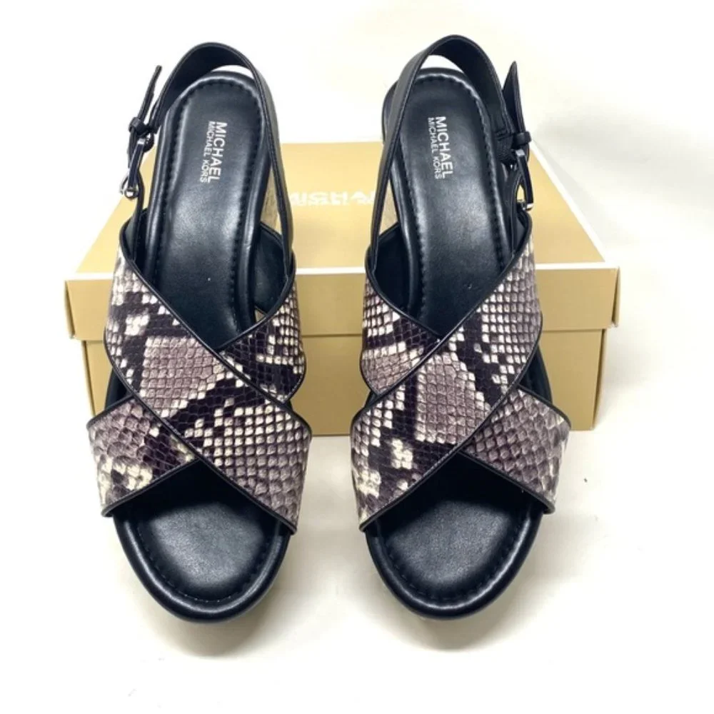 💖MEGA SALE💖Michael Kors Women's Size Sandal Jodi Mid Wedge Leather 40S8JOFS1E - Picture 2 of 15